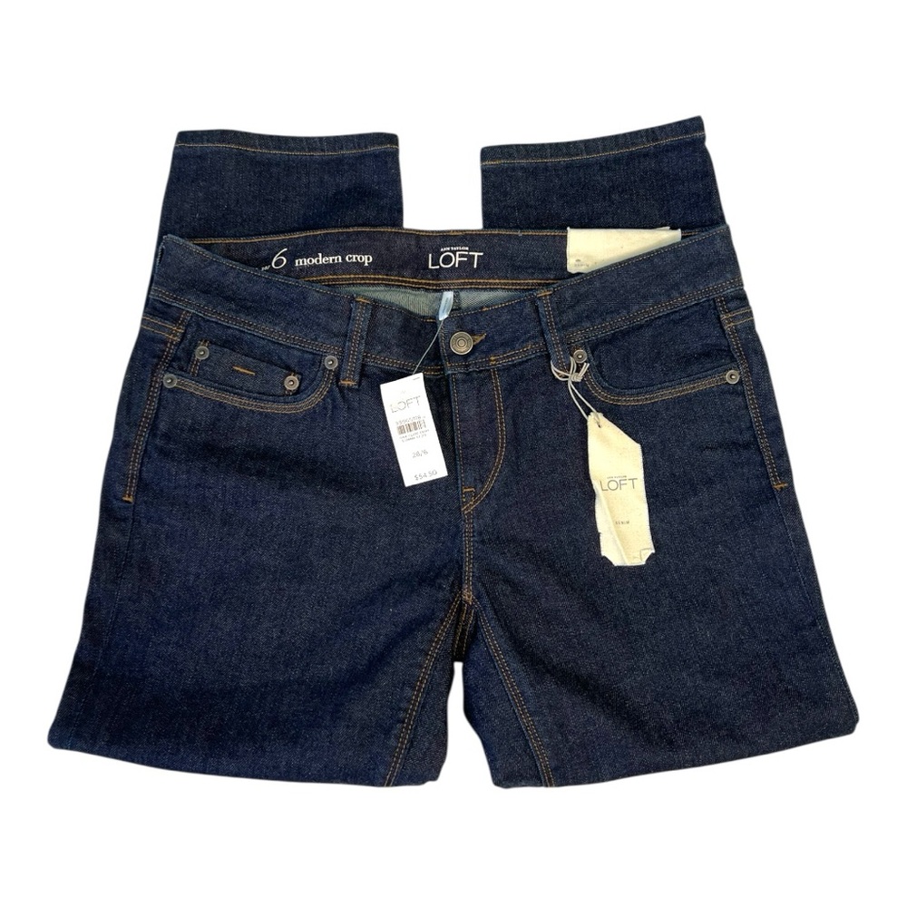 LOFT Modern Crop Dark Wash Denim Jeans Size 6 - Picture 2 of 5